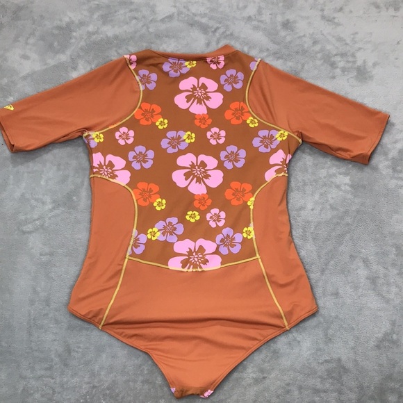 Roxy x Kate Bosworth Surf.Kind.Kate. One Piece 3/4 Swimsuit Floral Brown XL New - Picture 8 of 8